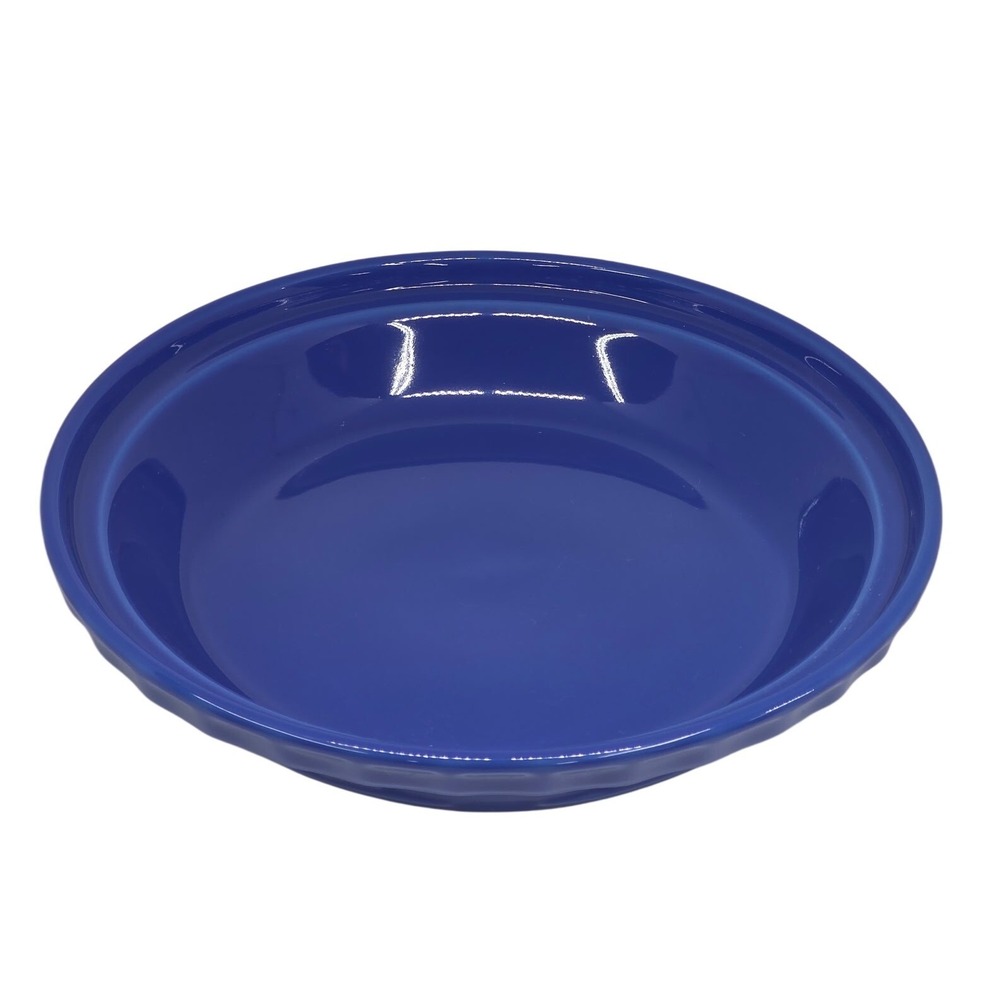 Longaberger Pie Plate Cornflower Blue Woven Traditions Scalloped Pottery 10 Inch
